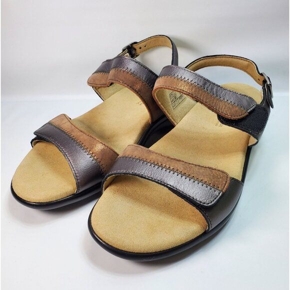 SAS Women's Shoes Nudu Sandal Dusk 8.5 M Bronze Metallic Pewter Comfort Strap - Picture 1 of 6